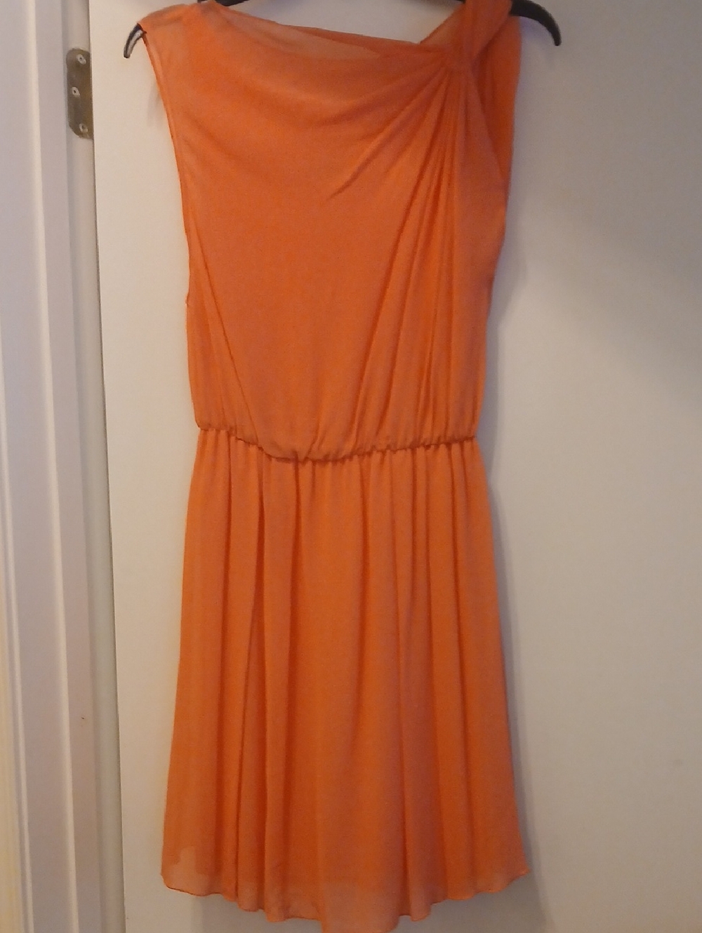 Alice + Olivia Orange One-Shoulder Gathered-Waist Dress